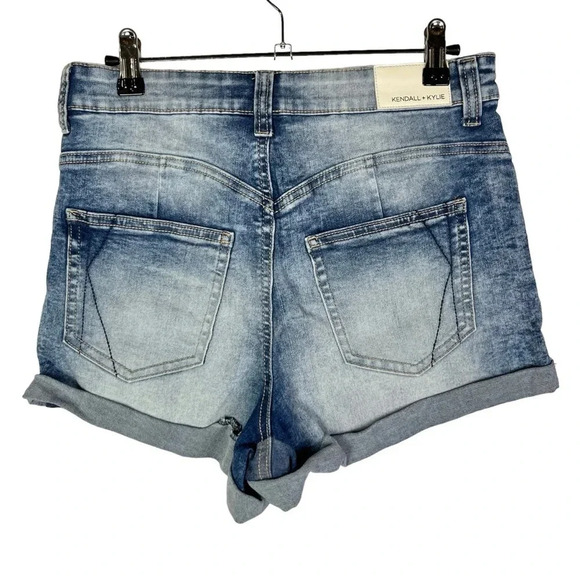 PacSun Kendall & Kylie The Icon Medium Blue Wash Distressed Denim Shorts 28 - Picture 2 of 3
